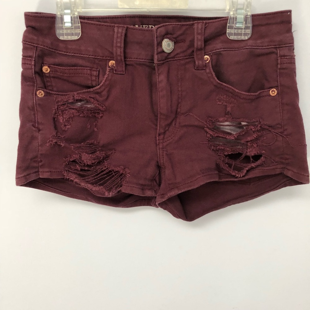 Burgundy Jean Shorts